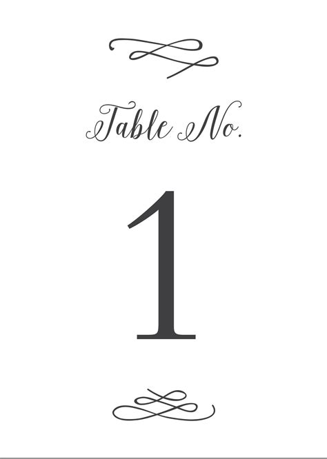 Free Printable Calligraphy Table Numbers